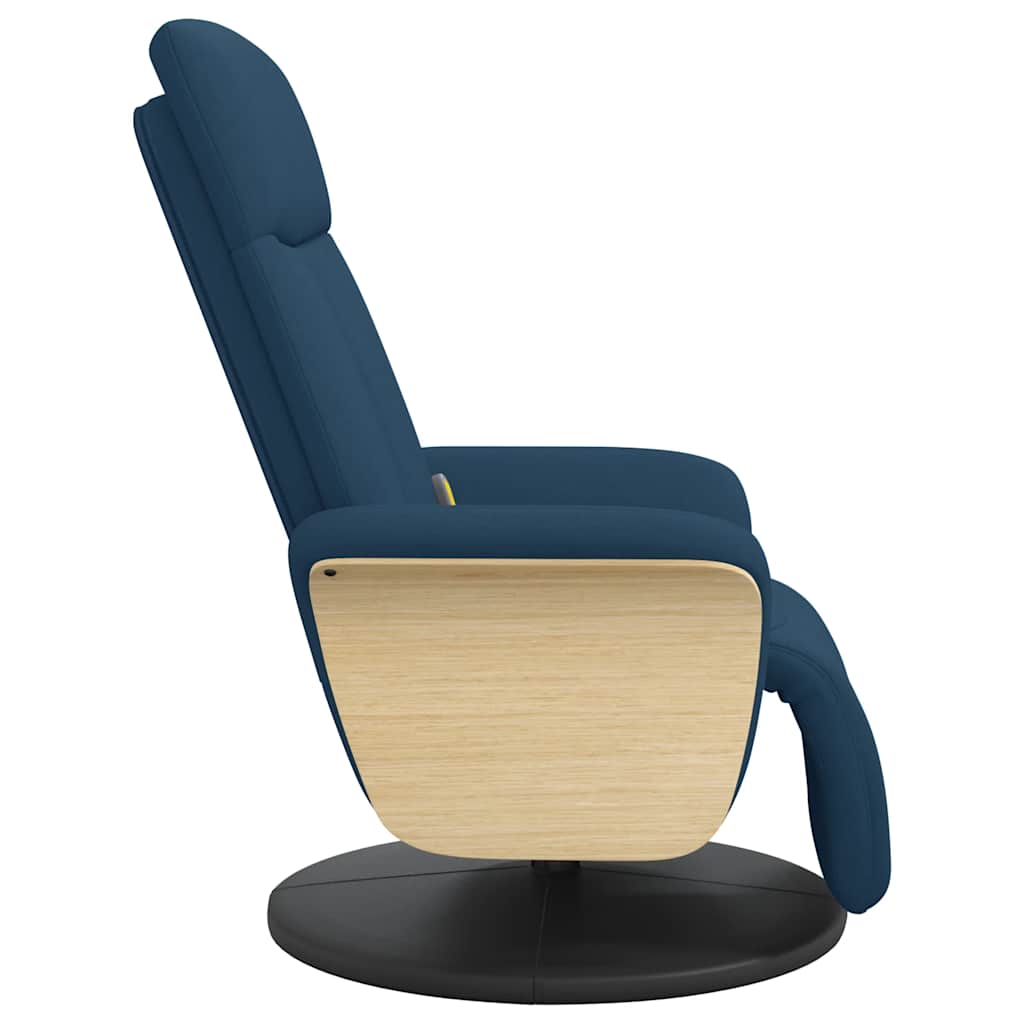 Massage Chair with Footrest Blue Fabric