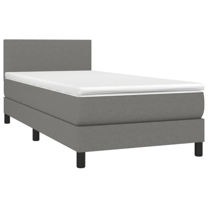 3139858 vidaXL Divan Bed and Mattress Dark Grey 90x190 Cm Fabric