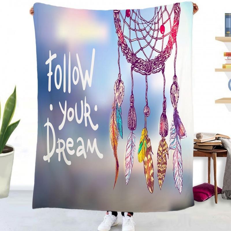 Blue Dream Catcher Blanket Flannel Throw Blanket for Kids Adults Lightweight Soft Warm Blankets for Bed Sofa Office 130x150cm