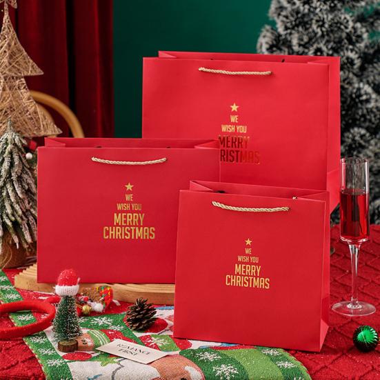 Christmas Gift Box Xmas Eve Red Gift Box with Tree Pattern Presents Wrapping Container for Holiday Decoration