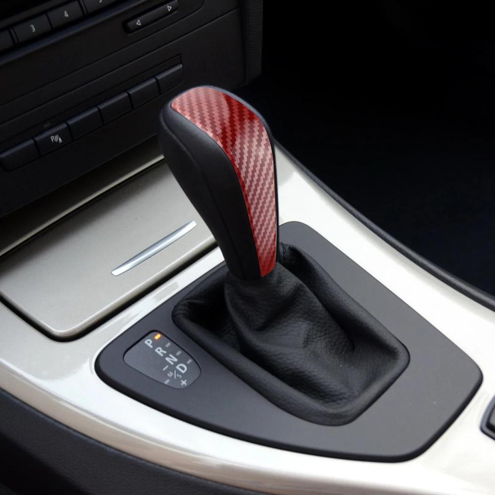 For BMW 3 Series E91 E90 E92 E93 2006-2012 Car Gear Head Shift Knob Cover AT Tuning ABS Carbon Fiber Trim Sticker Accessories