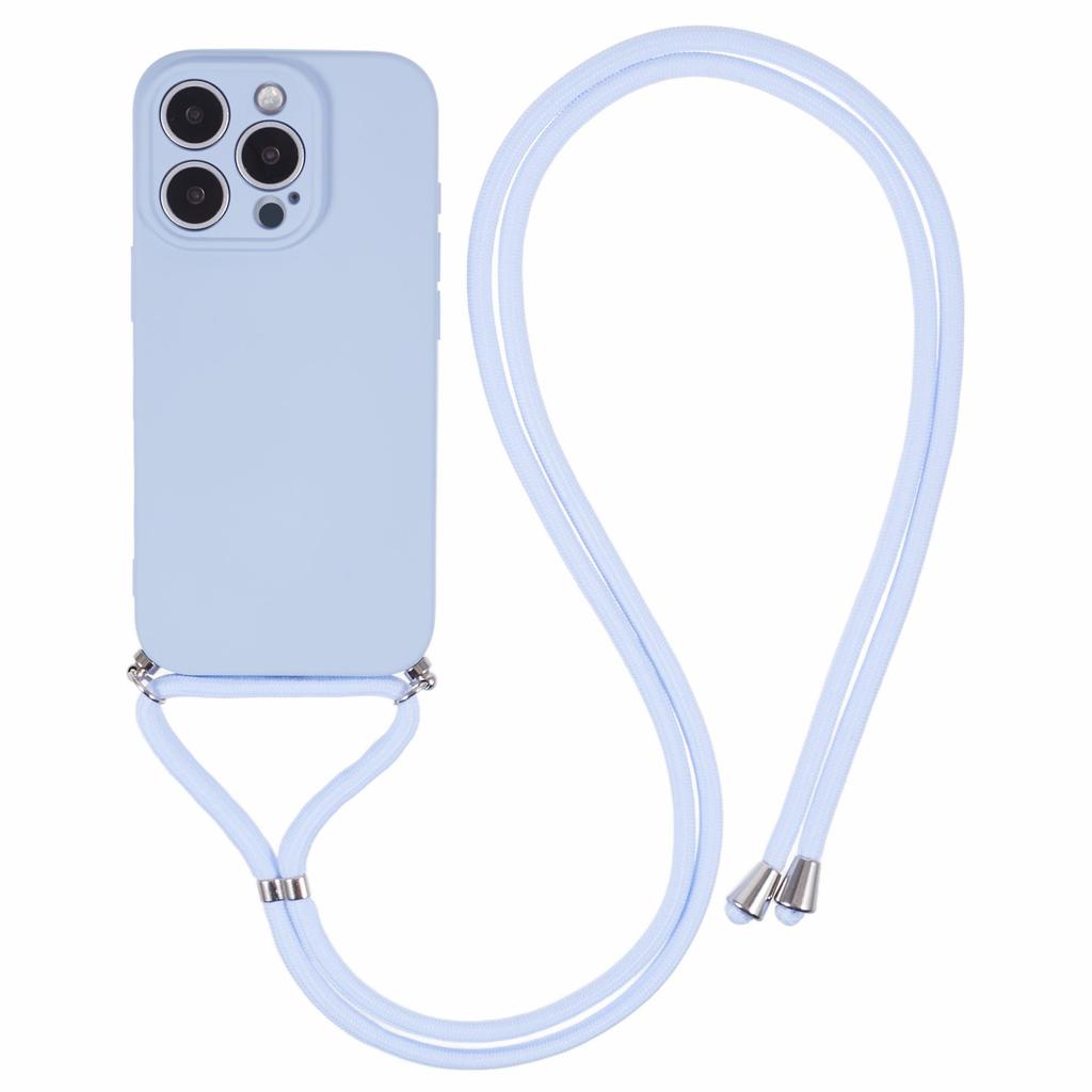 For iPhone 16 Pro Crossbody Case Flexible TPU Fiber Lining Anti-Shock Phone Cover