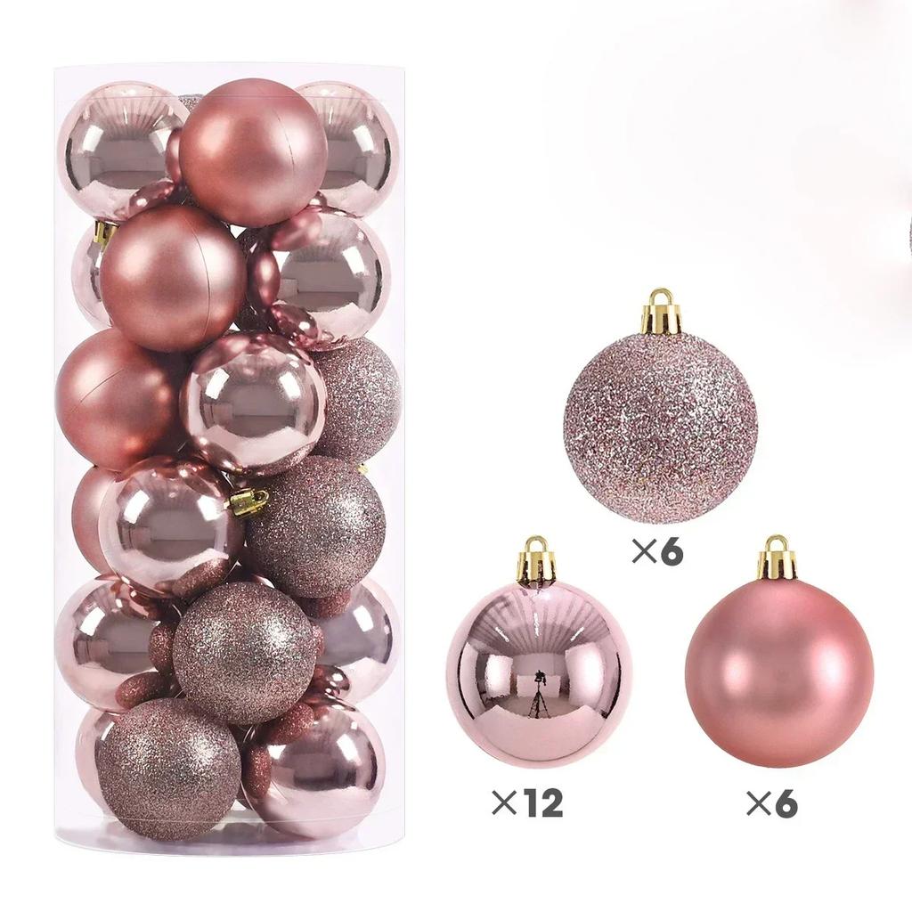 24Pcs 3cm Christmas Balls Xmas Tree Ornaments Hanging Pendants Home Party New Year  2025 Decor Gift