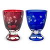 Takumibifu Dinner Luxe Kiriko Glass Cup Pair Sake Cup 59xH80mm 80cc Sakura Red & Blue Koga PNO.3320
