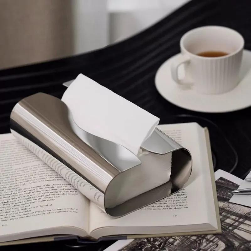 Luxury Stainless Steel Tissue Box, Living Room Tissue Storage Box, Dining Table Center Napkin Holder, Home Decoration