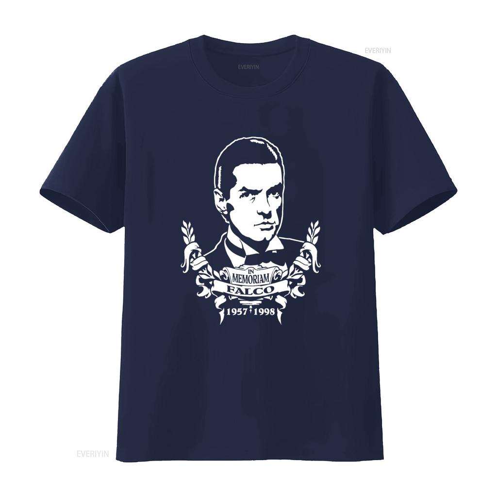 In Memoriam Falco 1957 1998 T Shirt Print Tribute Design Vintage Washed Versatile Streetwear Homme Casual Top For Everyday Wear