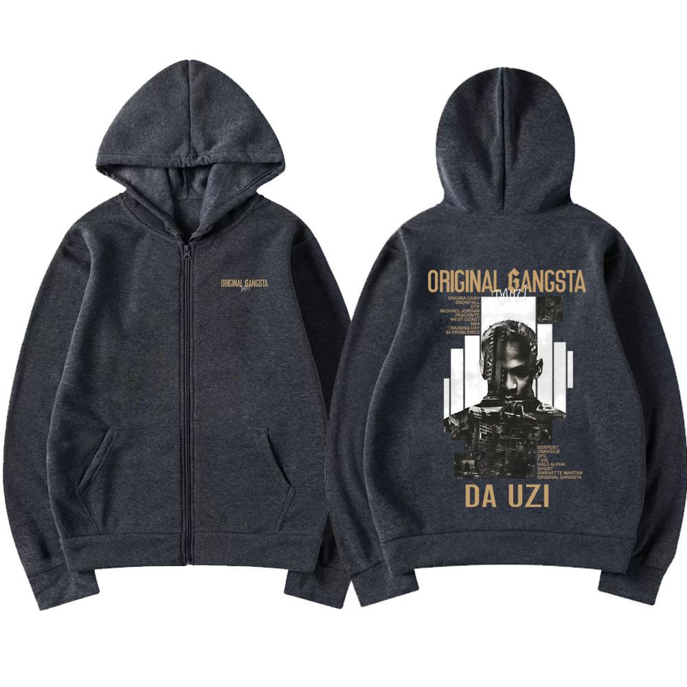 Rapper DA Uzi Original Gangsta Album Merch Zipper Hoodies Men Women Fashion Pop Jacket Streetwear Coat