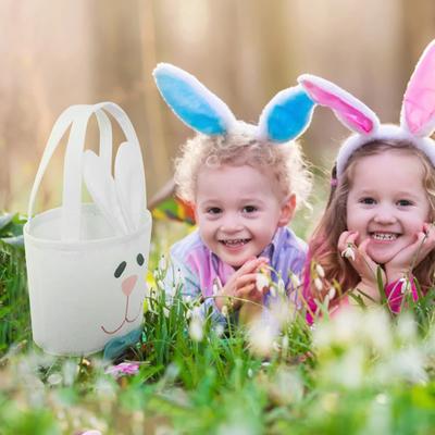 Easter Canvas Gift Bag Canvas Bunny Gift Bag Candy Bag Tote Bag