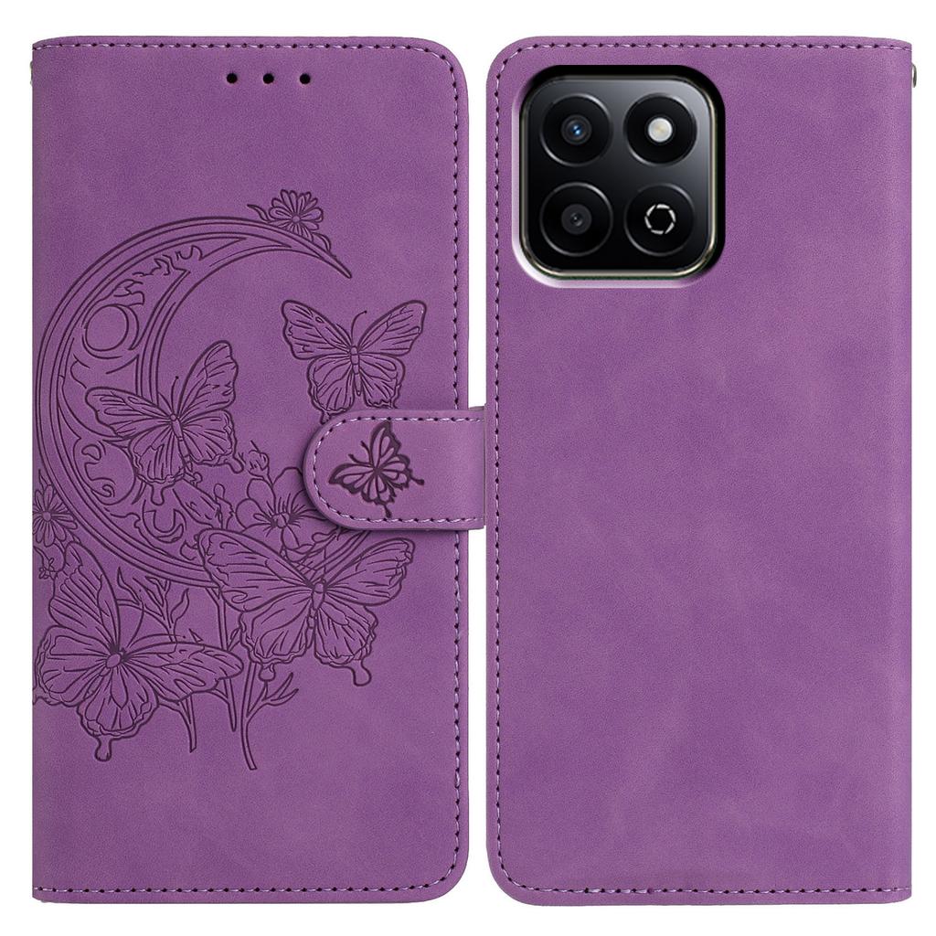 For Honor 200 Smart 5G Case Butterfly Flower Imprinted PU Leather Wallet Stand Phone Cover
