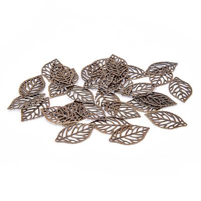 50Pcs Charm Filigree Hollow Leaves Pendant Diy Jewelry Making Leaves Metal Craft
