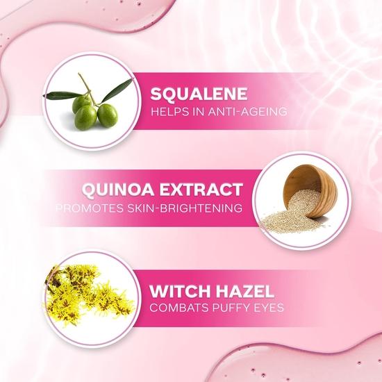 FACESCANADA Pink Aloe Vera Fresh Eyes Serum For Under-Eye Care, 15ml | Squalene, Witch Hazel & Quinoa Extracts | Anti-Ageing, Brightening