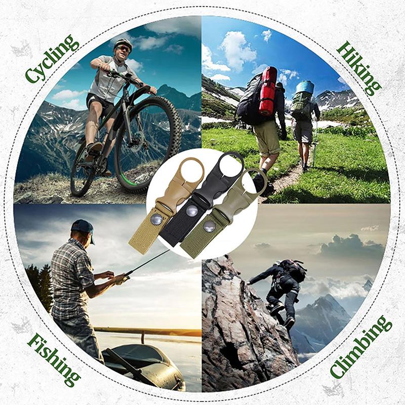 Webbing Buckle Hook Water Bottle Holder Clip Outdoor Military Nylon Climb Carabiner Belt Backpack Hanger Camp
