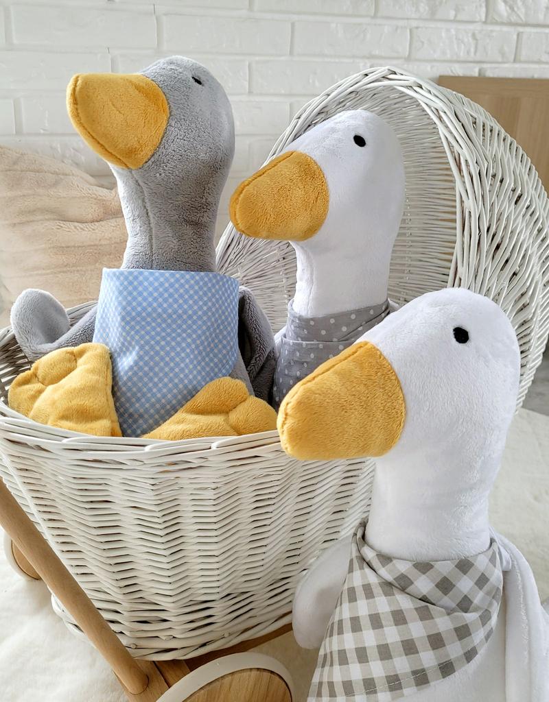 Decorative plush goose with scarf - white