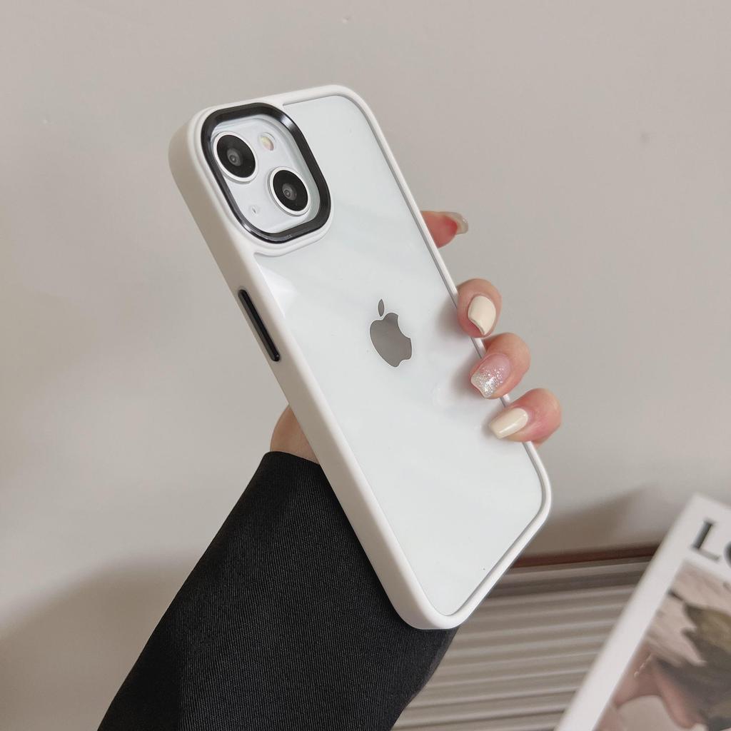 Applicable Apple iPhone 17ProMax Solid Color Case for iPhone 16, 15, 14 - Metal, Transparent, Recessed, Anti-Fall, Women's.