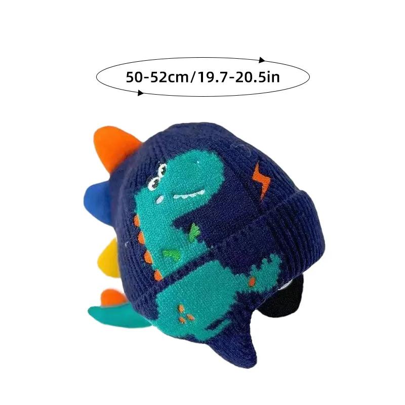 Baby Winter Hat Cartoon Dinosaur Warm Knitted Beanie Earmuffs Cap Kids Boys Girls Outdoor Ear Protection Cap