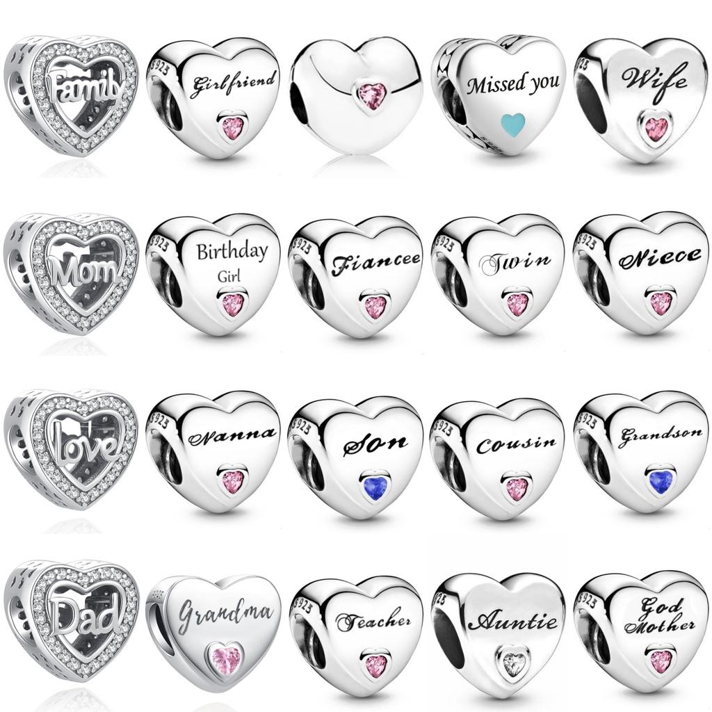 New Authentic Copper Simple Heart Charm Family Mom Dad Birthday Bead Compatible With Fashion Bracelets Necklaces Women Do It Yourself Jewellery Ideal