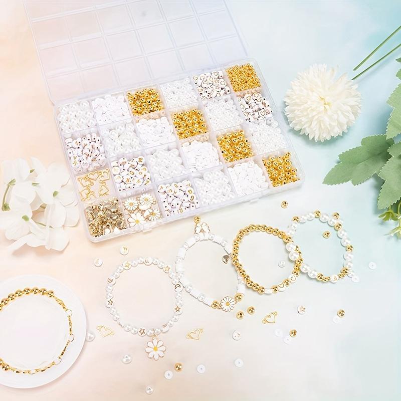 Diy Clay Beads Bracelet Making Kit, Flat Beads For Friendship Jewelry Making,Pearl Polymer Beads With Charms Gifts