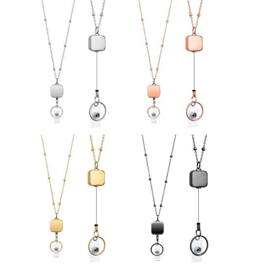 3Pcs/Set Colorful Teacher Lanyard with Retractable Reel Card Holders Women Wooden Beaded ID Badge Holder