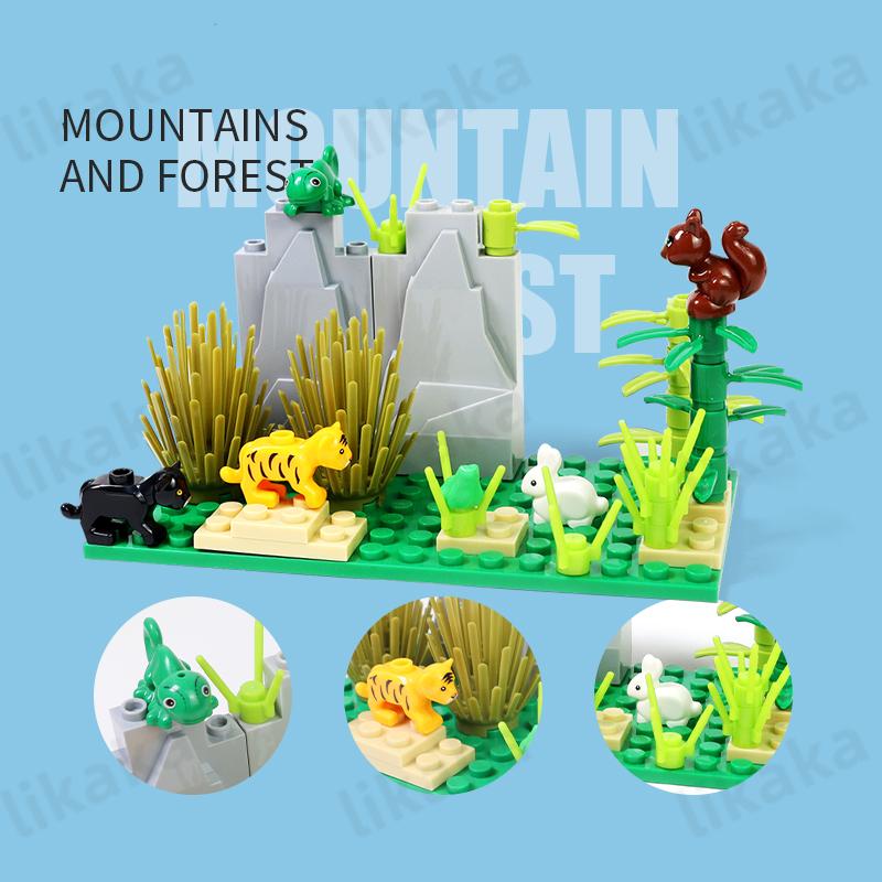 City Farm Animals Building Blocks Nature Animals Fish Otter MOC Underwater World Fish Dolphin Octopus Set DIY Toys for Kids Gift