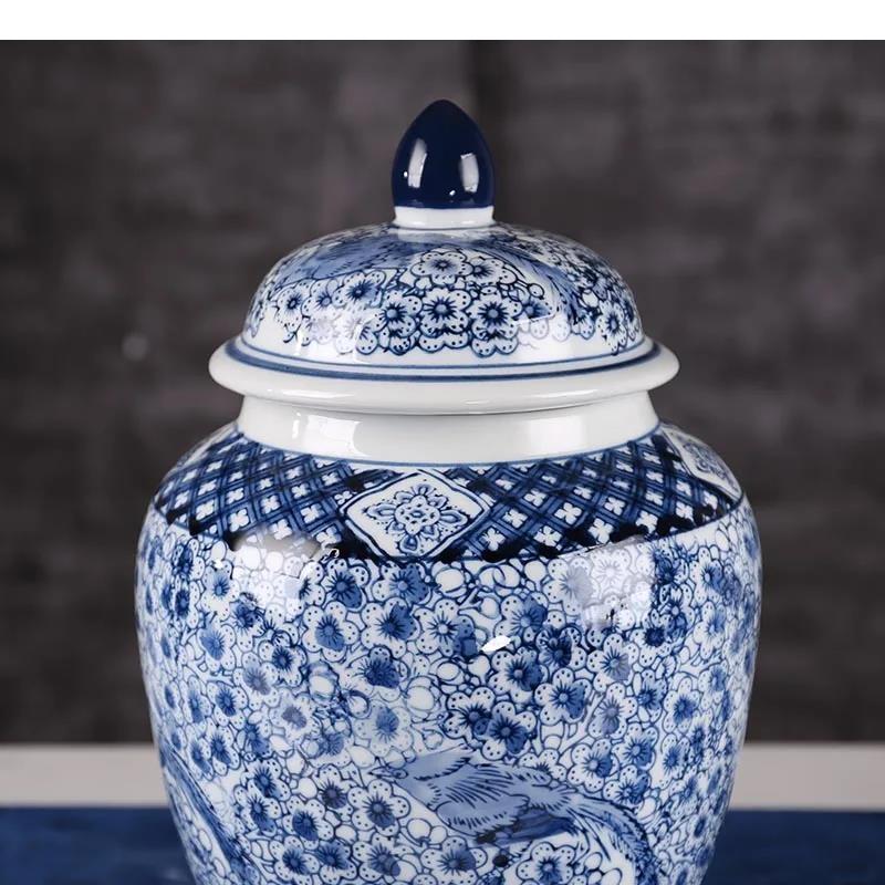 Ceramic Ginger Jar Chinese Classical Decorative Celadon Vase Storage Handicraft Ornaments Accessories
