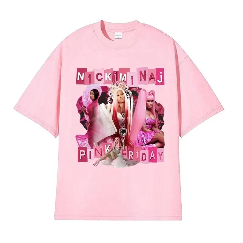 Hip Hop Queen Nicki Minaj Pink Friday Pattern Tshirt for Womens Aesthetic Fashion Tshirt Round Neck Tshirt