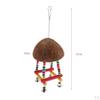 Coconut Shell Parrot Bird Climbing Ladder Stand Holder Cage Chewing Toy