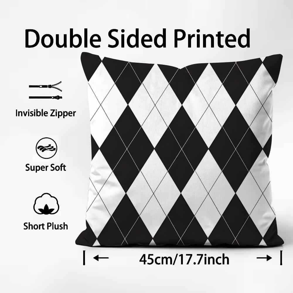 Diamond Pattern Cushion Cover Soft & Easy-Wash Pillow Case – Versatile For Couch, Bed, Travel And Office