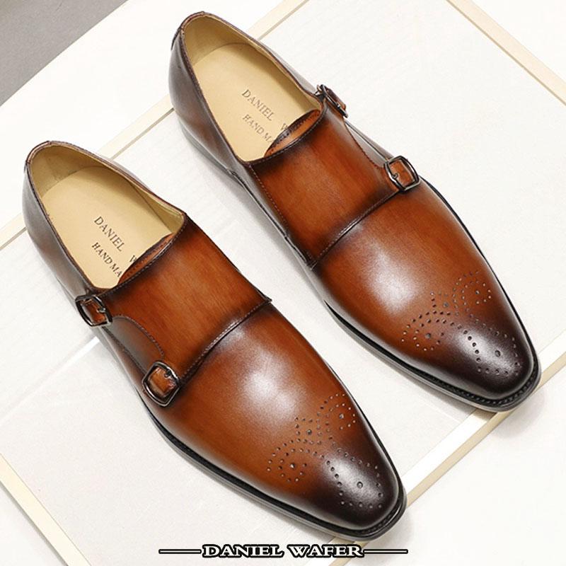 Fashion Luxury Mens Casual Shoes Elegant Office Business Wedding Dress Formal Shoe Comfortable Double Monk Strap Slip on Loafers for Men
