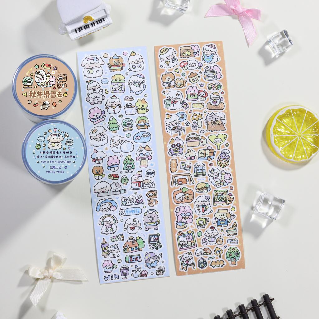 Healing The Valley/Playhouse/Skiing To Go in Autumn and Winter/Daily Clock in/This Is Delicious Flash Sand Sticker Roll