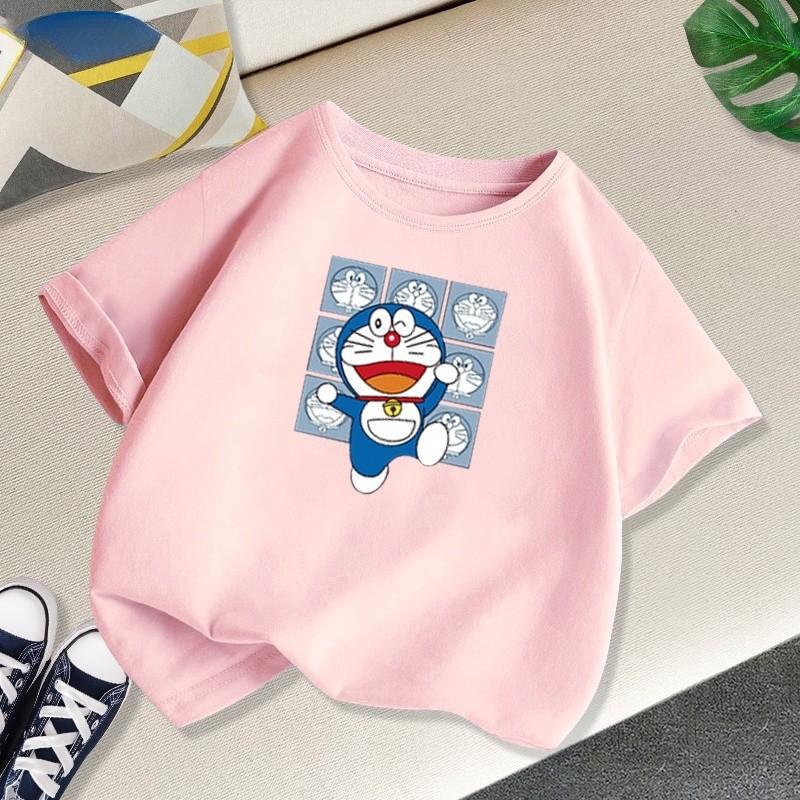 CubbyCrew new unisex short sleeved T-shirt Doraemon Happy Run printed men's and women's round neck top
