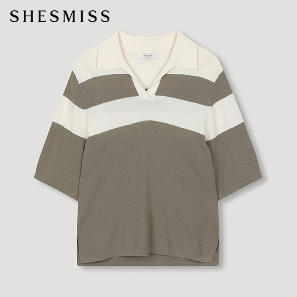 

She S miSS Stripe Block Knit Top SSkpon22070 Br Braun/55