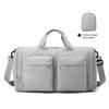 Foldable Gym Tote Unisex Duffle Bag with Shoe Compartment Wet Pocket Nylon Weekender Bag for Fitness Travel Swimming
