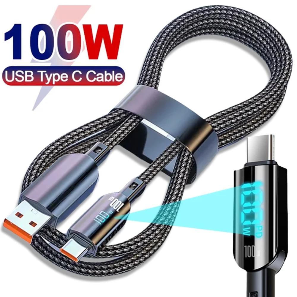 100W PD Fast Charging Data Cable Type C USB Cable For iPhone 16 15 Pro Huawei Xiaomi Samsung USB C Mobile Phone Data Cable Wire Cord