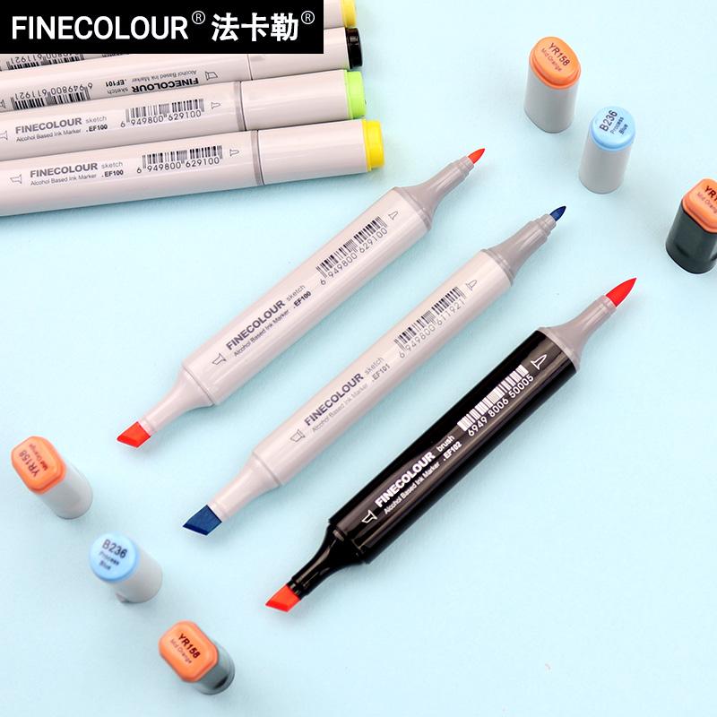 FINECOLOUR Hand-painted Markers EF100/EF101/EF102 Art Marker Set Dual Head Oily Alcohol Based Sketch Pen Art Painting Supplies