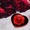 Herzförmige drehbare Rosenring-Box, High-End-Samt, verstellbar, kreative Geschenkbox für den Valentinstag zur Schmuckaufbewahrung