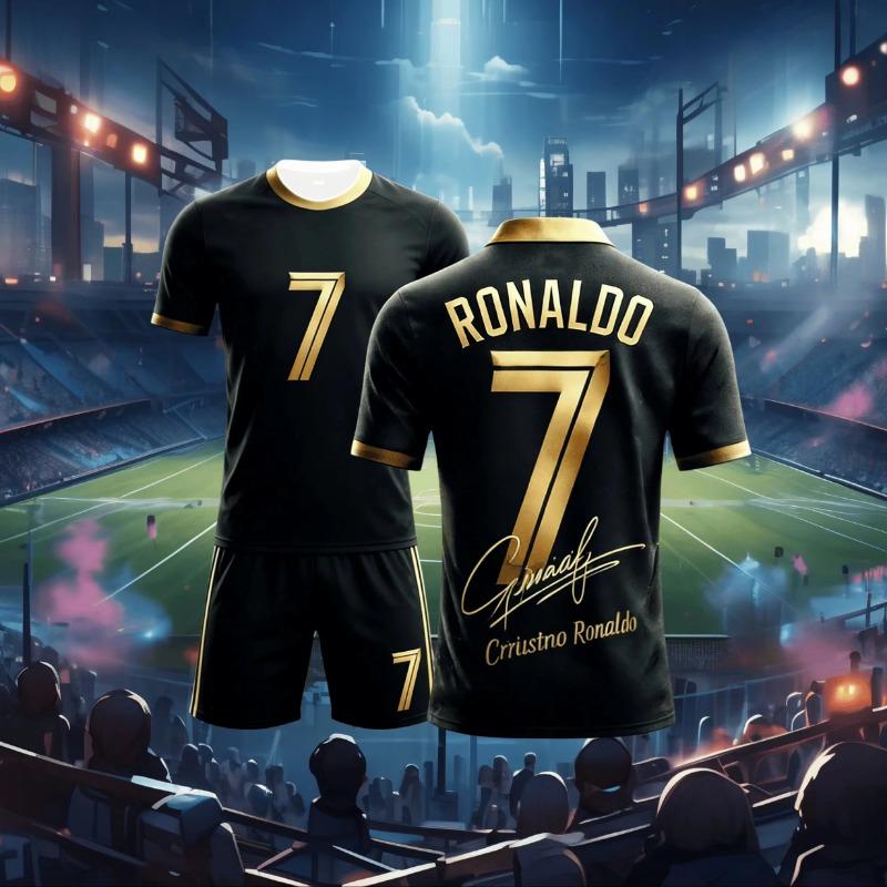 Cristiano Ronaldo No.7 Football Suit Set Match Training Uniform Short Sleeve Shorts Set Quick Drying Sportswear Gift kids