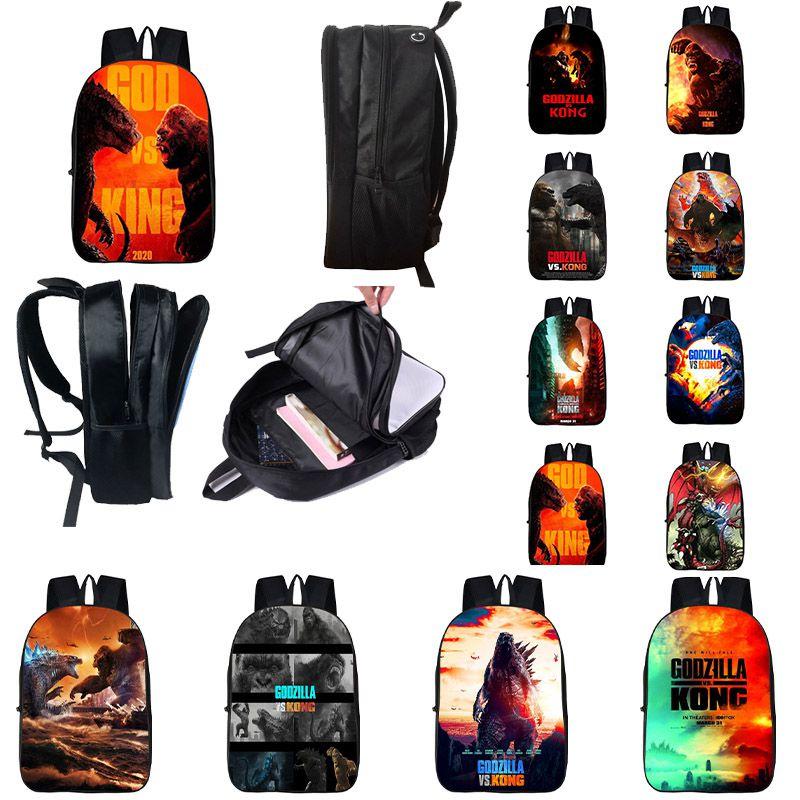 Stylish Godzilla Vs King Kong Backpack For Students With Cartoon Patterns And Adjustable Straps