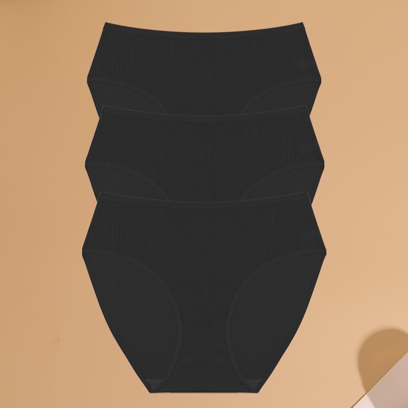 

FINETOO 3 шт. женские трусы со средней посадкой, сексуальное дышащее нижнее белье, высокие эластичные спортивные трусики для девочек, удобное однотонное нижнее белье XL&3pcs