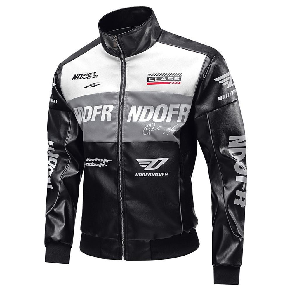 Herren Street Fashion Jacke Stehkragen Lässig Frühling und Herbst Lederjacke Locker Herren Motorrad Lederjacke