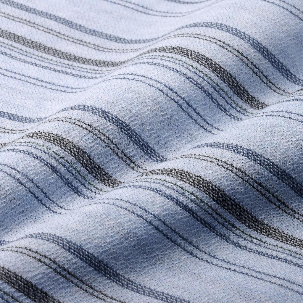 Langarm-Polo in Birnenstruktur Walking [UNITED] Herrenhemd, Japan, Streifen, Waschbar, Frühling/Sommer, (L, Blau)