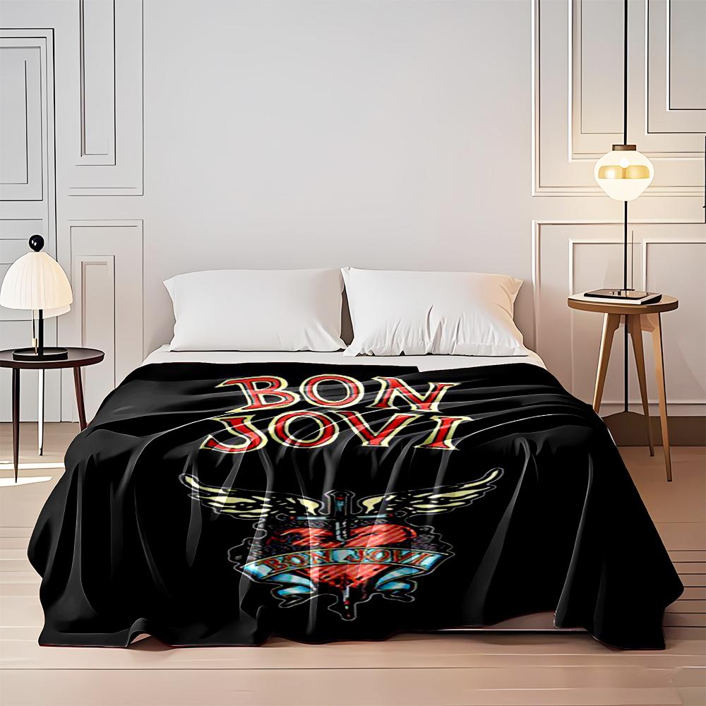 Bon Jovi Heart and Wings Design Blanket Flannel blanket for bedroom, living room, sofa, and nap sofas.