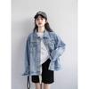 Frühling Herbst Jeansjacke Damenmantel Oversize Vintage Locker Denimjacke Oberbekleidung Herbst Chic Damenjacken Große Größen