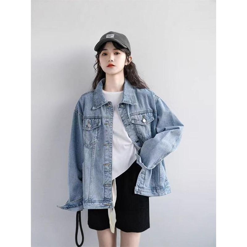 Frühling Herbst Jeansjacke Damenmantel Oversize Vintage Locker Denimjacke Oberbekleidung Herbst Chic Damenjacken Große Größen