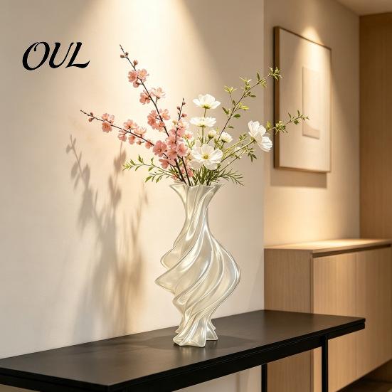 Living Room Table Ornament Modern Twisted Flower Vase, 3D Printed Decorative Sophisticated Office Desk Decor Artistic Centerpiece Vase for Flowers,