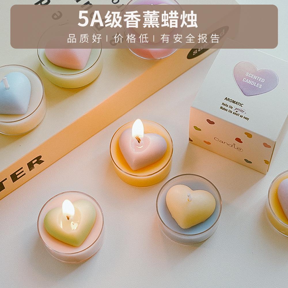 2PCS Romantic Scented Heart Tea Light Candles for Home Decoration Valentine's Day Wedding Tealight Candle