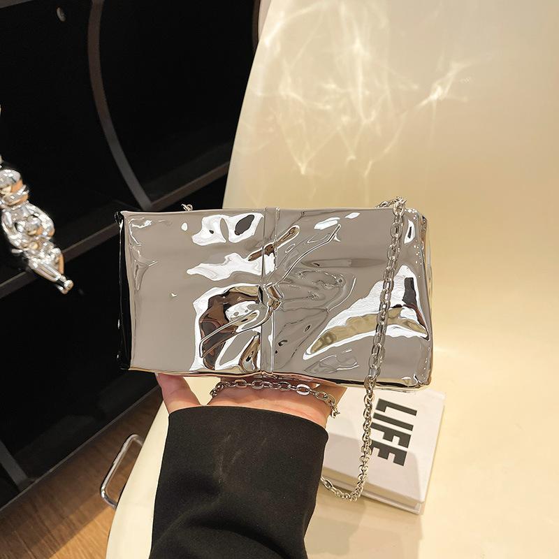 Нишевая сумка высокого класса женская новая модная цепочка маленькая квадратная сумка акриловая на плечо сумка-мессенджер серебряный