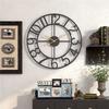 A84X-Rustic Metal For Living Room Wall Clock-Vintage 16 Inch Round Silent Non-Ticking Battery Operated Clock