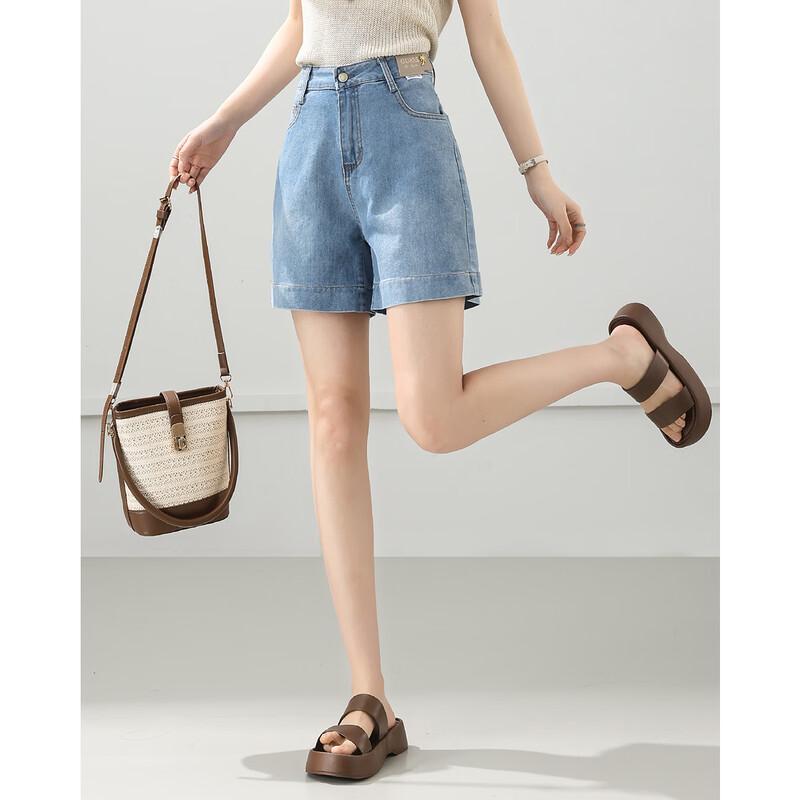 TERRE BLEUE Women's High-Waisted Denim Shorts