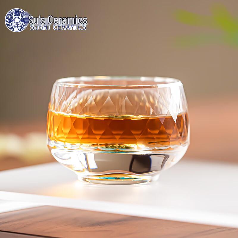 Turquoise Cut Crystal Glass Tea Master Cup