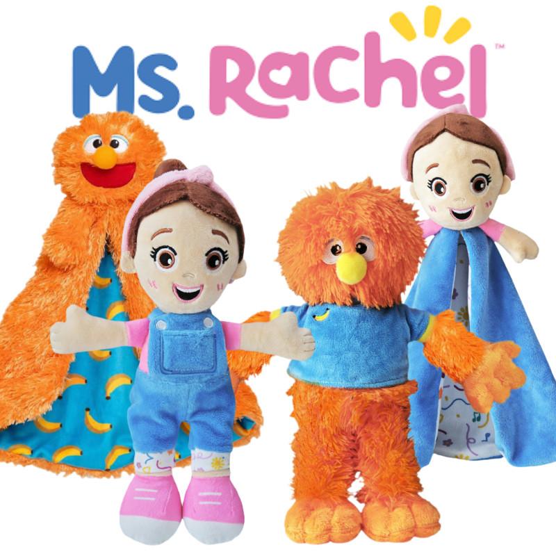 Entzückende Ms Rachel Plüschpuppe Weiches Spielzeug für Mädchen Lieblicher intelligenter kuscheliger Begleiter 30cm mit blauer Latzhose